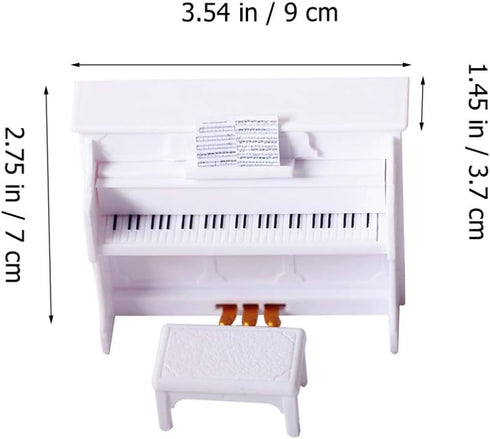 Piano Keyboard Toy for Kids Dollhouse Piano Model Miniature Stool Musical Educational Toy for Micro Landscape Fairy Garden White...
