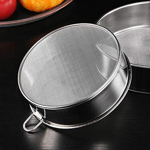 Falytemow Flour Sifter Round Flour Sieve Strainer with 40 Mesh Premium Rustproof Stainless Steel Fine Mesh for Baking 7.87 inch x 1.97 inch...