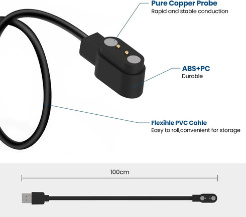 Compatible with TOZDTO/LUOBA/MVEFOIT/WZWNEER/DXPICR Smart Watch Charger, Replacement USB Charging Cable Magnetic Charger for TOZDTO/LUOBA/MVEFOIT/...