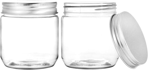 Fasmov 25 Pack 8 Ounce Clear Plastic Jars Containers with Screw On Lids, Round Empty Plastic Slime Storage Containers for Kitchen & Household Stor...
