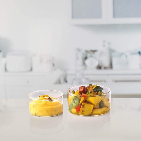 Borosil Small Glass Bowls, 6 Oz, Set of 6, Clear Glass Ramekin, Lightweight Katori Bowls for Kitchen, Heat Resistant, Glass Prep Bowls, Glass Dess...