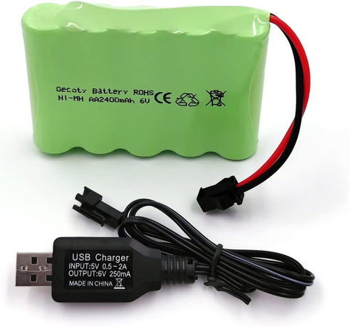 6V aa Battery Pack,Upgrade 2400mAh Rechargeable Batteries Pack,Ni NH Battery with Charge Cable,SM 2P Plug for RC Truck Cars...