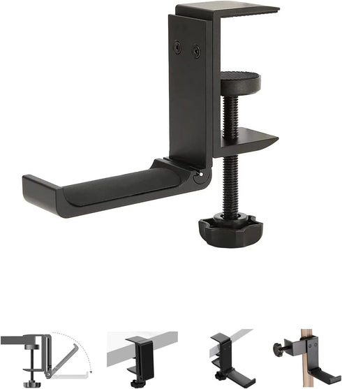 Weiyichuang Desk Headphone Hanger,Headphone Stand, Headphone Foldable Hanger Adjustable Headset Stand Clamp Mount Desk Hook...