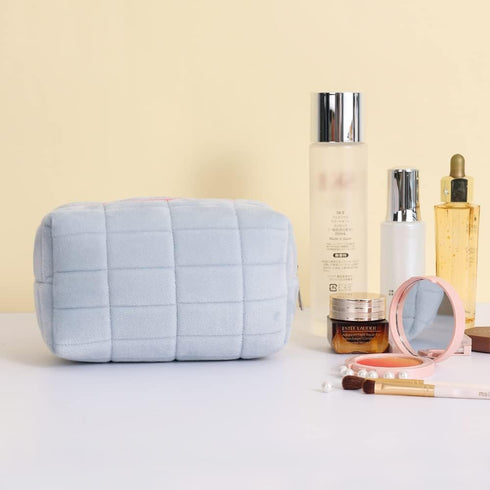 LYDZTION Plush Makeup Bag Cosmetic Bag for Women,Zipper Large Solid Color Travel Toiletry Bag Travel Make Up Toiletry Bag Washing Pouch...