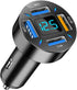 4 Ports USB Car Charger, 66W Super Fast Charging with QC 3.0, PD 20W and USB 2.4A Charger Adapter, Quick Charge with LED Voltmeter, Auto Cigarette...
