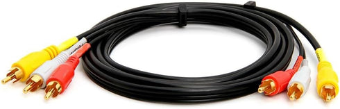 Cmple - 3 RCA Cable 6 Feet Composite Three RCA Male to Male Audio Video Cables A/V Gold Plated Triple Plug to Plug Cord for VHS/DVD Players, TVs...