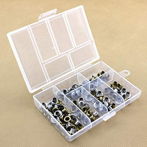 4 Pack Mini Clear Plastic Jewelry Box,6 Grid Small Craft Storage bead organizer with Hanging Design...