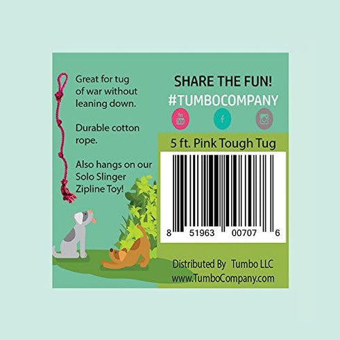 Tough Tug Rope Dog Toy - (Pink 5 ft Long Strong and Durable Rope Pull Toy with Handle) TUG of WAR Dog Toy...