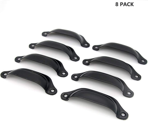 8 PCs Vintage Style Seashell Shaped Pulls - Cup Pulls - Drawer Handles Pulls with Black Finish - 3-17/64-in Length by 1-19/64-in Height...