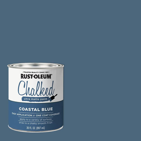 Rust-Oleum 329207 Ultra Matte Interior Chalked Acrylic Paint 30 oz, 30 Fl Oz (Pack of 1), Coastal Blue...