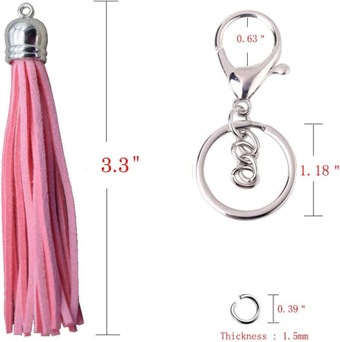 PAMIR TONG 100pcs Faux Suede Leather Bulk Sets Tassels for Decorations, Key Chain, Earring, Cellphone Straps,Jewelry Accessories,DIY Craft (Silver...