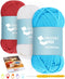 Yarn for Crocheting - 3 PCS Yarn for Beginner, Deep Red, Sky Blue, Natural White, Easy to See Stitches, Worsted Weight Yarn, Won't Split, Thanksgi...