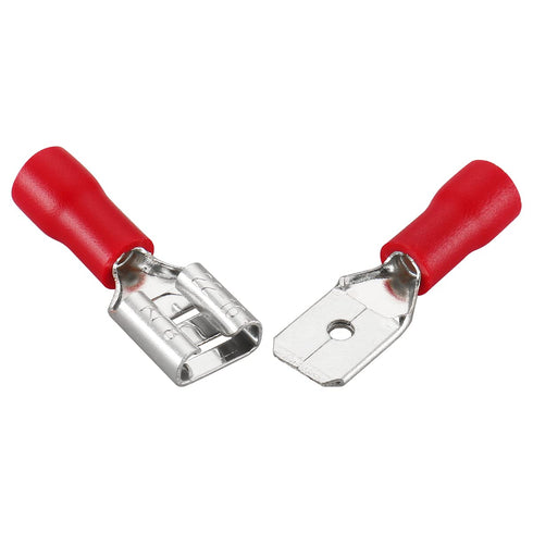 Baomain Male & Female quick disconnects Vinyl Insulated Spade Wire Connector Electrical Crimp Terminal 22-16 AWG 6.3mm Red Pack of 100...
