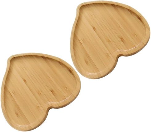 PRETYZOOM Heart Shaped Cutting Board 2pcs Valentines Day Wood Bamboo Serving Board Cheese Platter Tray Heart Charcuterie Bread Board for Appetizer...