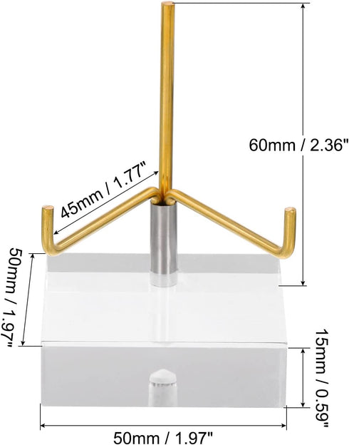 PATIKIL 2" x 2" x 1" Acrylic Display Stands, Display Easel Holder Brass Arm Crystal Display Stand for Mineral Gemstone, Clear...