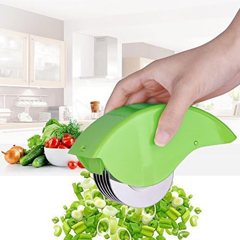 Herb Roller Mincer, AOZBZ Manual Hand Scallion Chive Mint Cutter with 6 Stainless Steel Blade Kitchen vegetable chop...