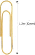 Medium Paper Clips, 200-Count, Paperclips, Gold Paper Clips, 1.3 Inch (32mm) Paper Clip...