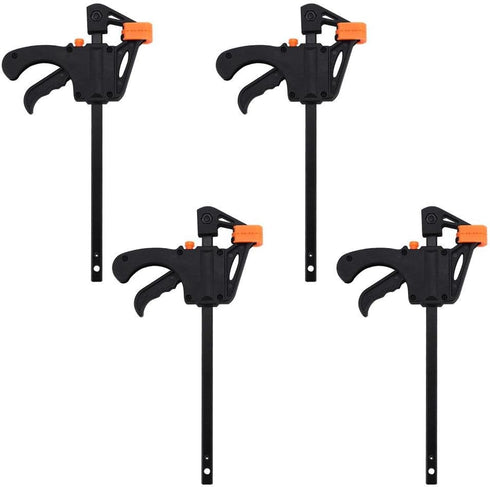 4pcs F-Shaped Bar Clamps, Woodworking Clip,Woodworking F Clamp,4inch Clip Grip Quick Ratchet Release Squeeze Woodworking DIY Hand Tool Kit for Car...