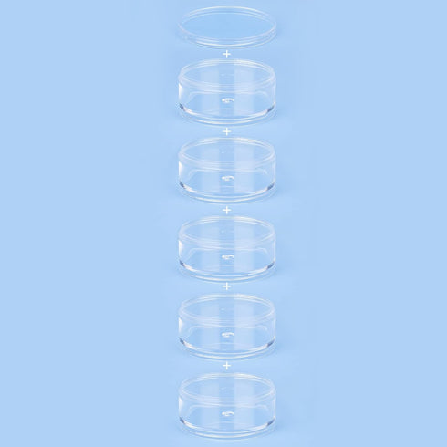 PH PandaHall 2 Sets 5 Layer Cylinder Stackable Bead Containers 15ml Plastic Round Clear Storage Organizer Box with Screw Lid for Make Up, Eye Shad...