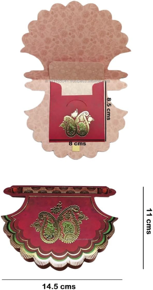 Shagun Envelopes (Pack of 10) Pankha Fan Shaped 2-fold Fancy Designer Set Money Cash Gift Envelope for Indian Wedding/Engagement/Diwali/Birthday/A...
