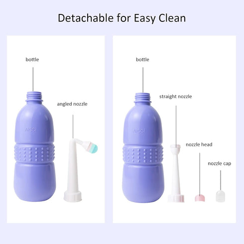 Peri Bottle for Postpartum Care, Portable Travel Bidet for Women, 17oz Large Capacity Perineal Bottle for Feminine Hygiene with Travel Bag and Ang...