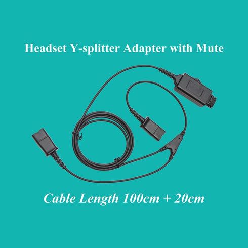 Y-Splitter Adapter Y-Training Cable with Mic Switch Compatible with Plantronics QD Headset for Training Purposes...