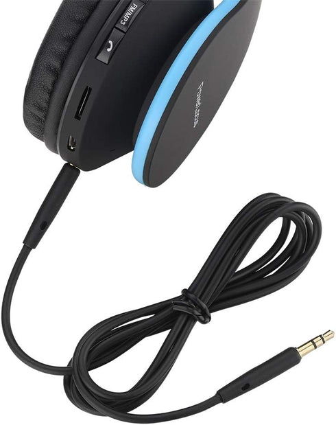 PowerLocus Wireless Bluetooth Over-Ear Stereo Foldable Headphones, Wired Headsets with Built-in Microphone for iPhone, Samsung, LG, iPad (Black/Bl...