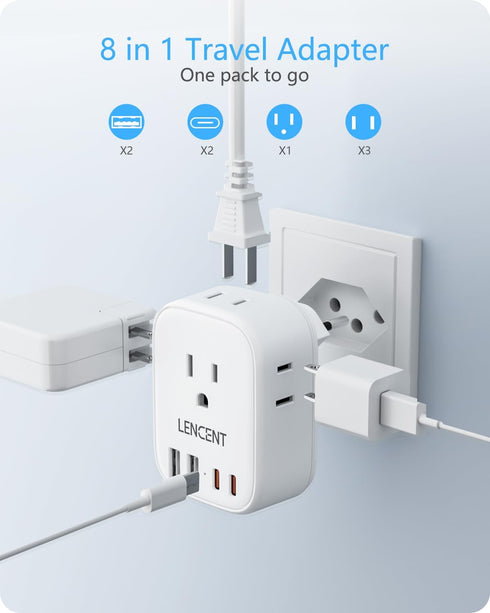 LENCENT Switzerland Travel Plug Adapter, Swiss Power Adaptor with 4 American Outlets, 4 USB Charger(2 USB C), Type J Plug Converter for US to Swit...