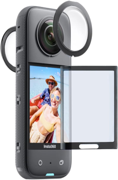 Sticky Lens Guard and Screen Protector for Insta360 X3 9H Hardness Tempered Glass...