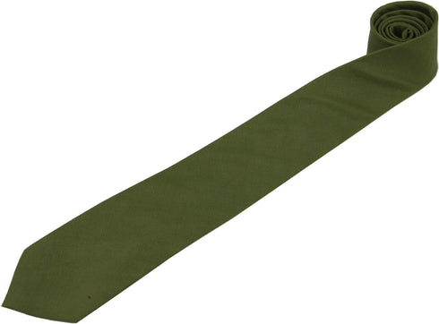 Mens Solid Linen Tie Set : Slim Necktie with Matching Pocket Square (Olive Green)...