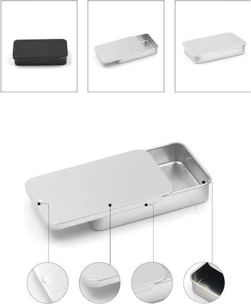 2Pcs Dental Floss Portable Case, Metal Rectangular Sliding Floss boxes Small Tins with Lids for Travel, Portable Travel Floss Box, Convenient Dent...