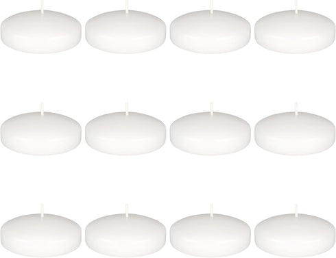 Mega Candles 12 pcs Unscented White Floating Candles, Hand Poured Wax Candle 3 Inch Diameter, Home Décor, Wedding Receptions, Baby Showers, Birthd...