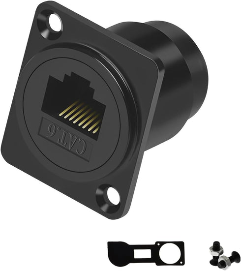 RJ45 Panel Mount Adapter - 8P8C Female-to-Female Connector, Compatible with CAT6A/CAT6/CAT5E/CAT5, XLR/D-Panel Mountable, Network Port Extender fo...