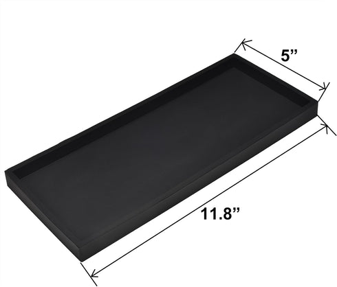 DNC Bathroom Counter Tray, 11.8" Silicone Vanity Tray, Kitchen Sink Soap Tray for Dish Holder Dispenser Countertop Toilet Tank Desk Organizer Blac...