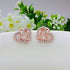 14K Rose Gold Silver Double Heart Shaped Necklace Shiny Crystal Stud Earrings Wedding Jewelry Set Best Gifts...
