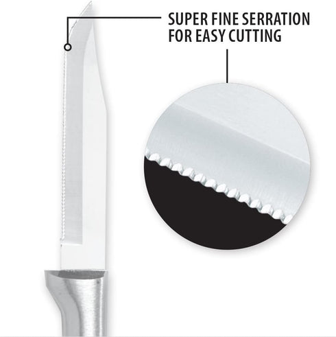 RADA Cutlery Serrated Regular Paring Knife (R142), 3.25" Stainless Steel Hollow Ground Fine-Serrated Blade, Made in USA, Silver Handle...