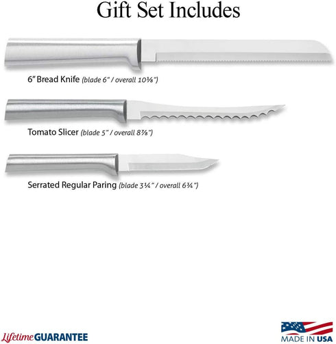 Rada Cutlery Sensational Serrations 3-Piece Kitchen Knife Set Stainless Steel Blade and Aluminum Handles...