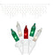 Set of 100 Red, Green and Clear Frosted Icicle Lights - White Wire...