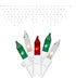 Set of 100 Red, Green and Clear Frosted Icicle Lights - White Wire...