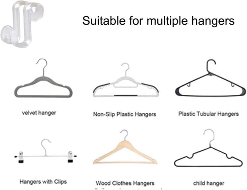 60 Pcs Clothes Hanger Connector Hooks, Mini Cascading Hanger Hooks for Velvet Huggable Hangers, Wooden Hangers, Heavy Duty Space Saving for Closet...