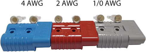 Kit 175 Amp 2Pcs Connectors Plugs 175A Quick Connect Disconnect 600 V+ 2 Pcs 175 amp Handle Battery Power Connector+2 Pcs Cover Dust (Grey, 1/0 AW...