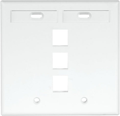 Leviton 42080-3WP 3-Port Dual Gang QuickPort Wallplate with ID Windows, White......