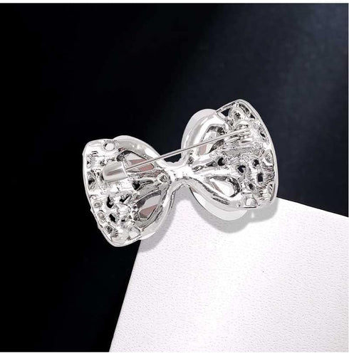 Rhinestone Butterfly Bowknot Brooch Pin for Women Girls Fashion Cute White Crystal Birthstone Brooches Lapel Pins Delicate Dress Accessories Easte...