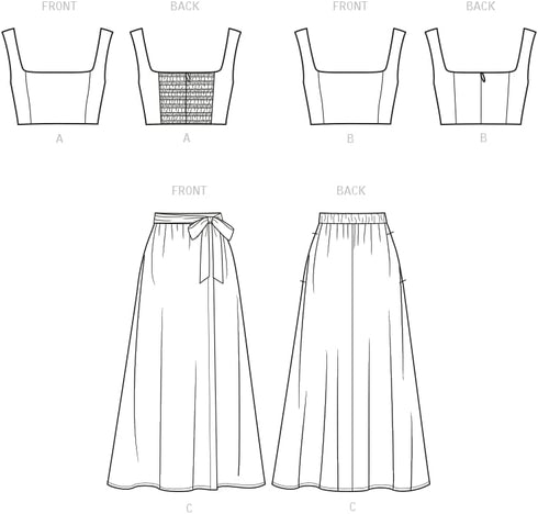 New Look Easy Misses' Bra Tops and Wrap Skirt Sewing Pattern Kit, Code N6722, Sizes 6-8-10-12-14-16-18, Multicolor...
