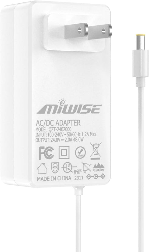 Power Supply Adapter DC24 2A 48W AC to DC Converter Transformer 100-240V AC Input,forfor COB LED Strip, CCTV Camera,White,2.1mm X 5.5mm US Plug...