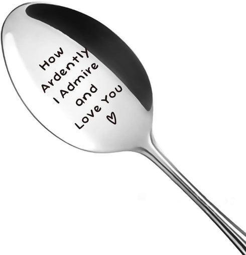Jane Austen Gifts for Women Men - Funny Coffee Spoon Engraved Stainless Steel - How Ardently I Admire and Love You Spoon Gift for Girlfriend Boyfr...