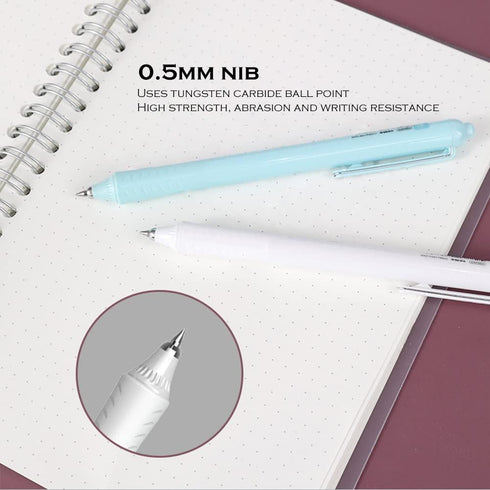 DUNBONG 0.5mm Retractable Straight liquid neutral pens, Push action silent gel pen, Black ink, Box of 5 Pens (5)...