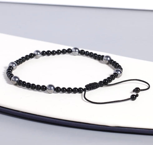 Black Agate/Terahertz Adjustable Ankle Bracelets for Women Spiritual Real Crystals Beaded Anklet Handmade Beach Foot Simple Jewelry...