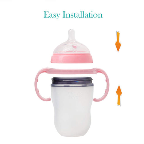 Bottle Handles Grips Compatible for Comotomo Feeding Baby Bottles (Set of 4, 2 Pink + 2 Green)...