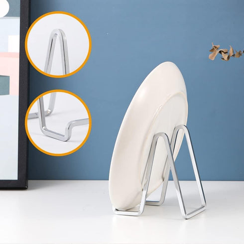 Plate Holder Easel Display Stand - 8 inch Metal Plate Stands for Display - Tabletop Picture Stand - Silver Iron Easels for Display Pictures | Phot...